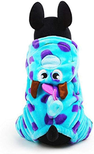 Blue Fashionable Pet Supplies Puzzle Bobble Style Pet Flannelette Winter Clothes with Hat Dog Costume Warm Casual Coat Hoodie for Dog (Size : XS)
