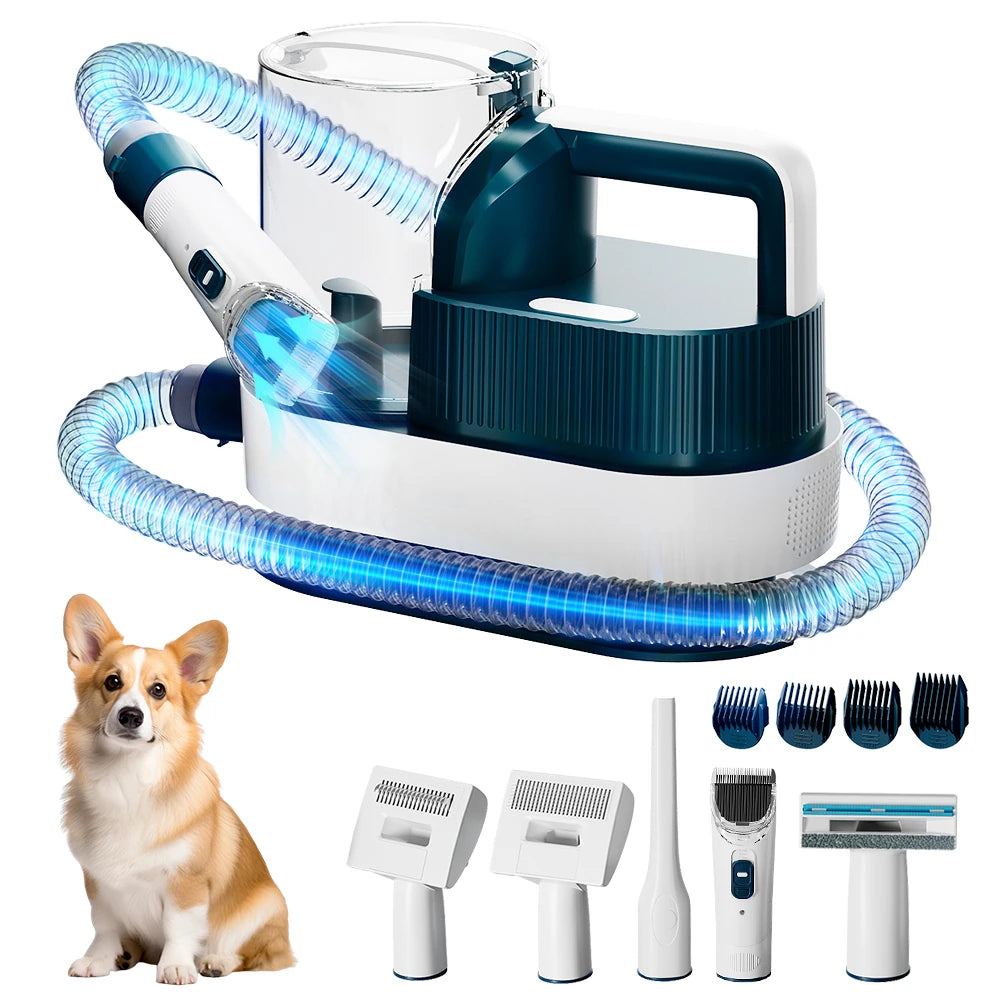 PETEMPO 5 in 1 Pet Grooming Vacuum Kit, 2.5L Pet Vacuum with 9 Clipper Trimmer Dogs/Cats