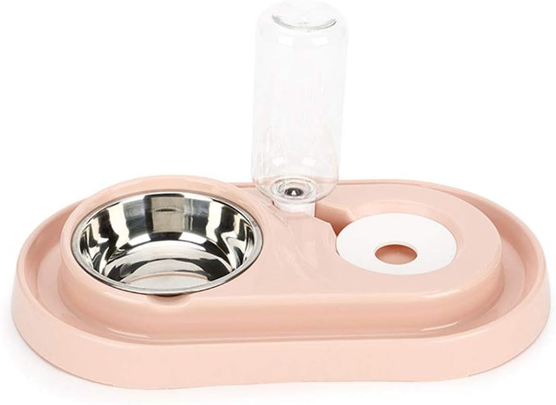 Double Dog Cat Bowls Water and Food Bowl Set，Detachable Stainless Steel Bowl Automatic Water Dispenser Bottle Pet Feeder for Small or Medium Size Dogs Cats Puppy Kitten Rabbit