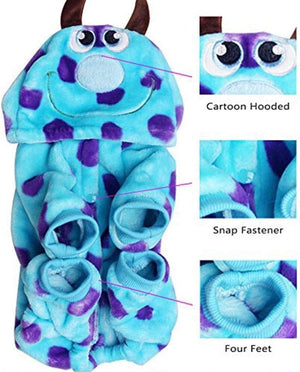 Blue Fashionable Pet Supplies Puzzle Bobble Style Pet Flannelette Winter Clothes with Hat Dog Costume Warm Casual Coat Hoodie for Dog (Size : XS)