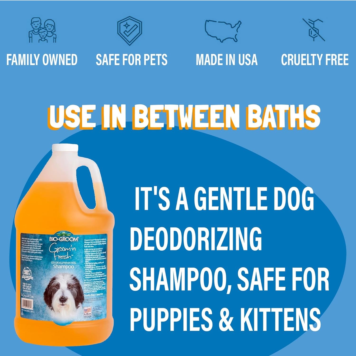 Groom'N Fresh Dog Shampoo – Odor Eliminating, Dog Bathing Supplies, Puppy Wash, Cat & Dog Grooming Supplies, Cruelty-Free, Made in USA, Dog Products – 1 Gallon
