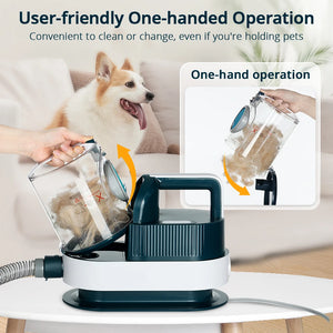 PETEMPO 5 in 1 Pet Grooming Vacuum Kit, 2.5L Pet Vacuum with 9 Clipper Trimmer Dogs/Cats