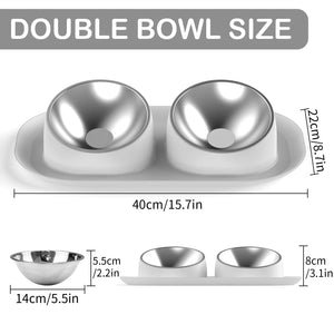 Elevated Stainless Steel Pet Food Bowl with Stands, Raised Dog Cat Feeding Bowls Set Suitable for Cats and Small Dogs, Gray