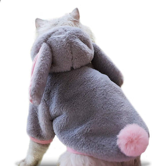 Dog Cat Costumes,Cute Dog Clothes,Cat Clothes,Pet Winter Warmly Costume Cosplay Cute Rabbit Style,Pink,Grey,Small