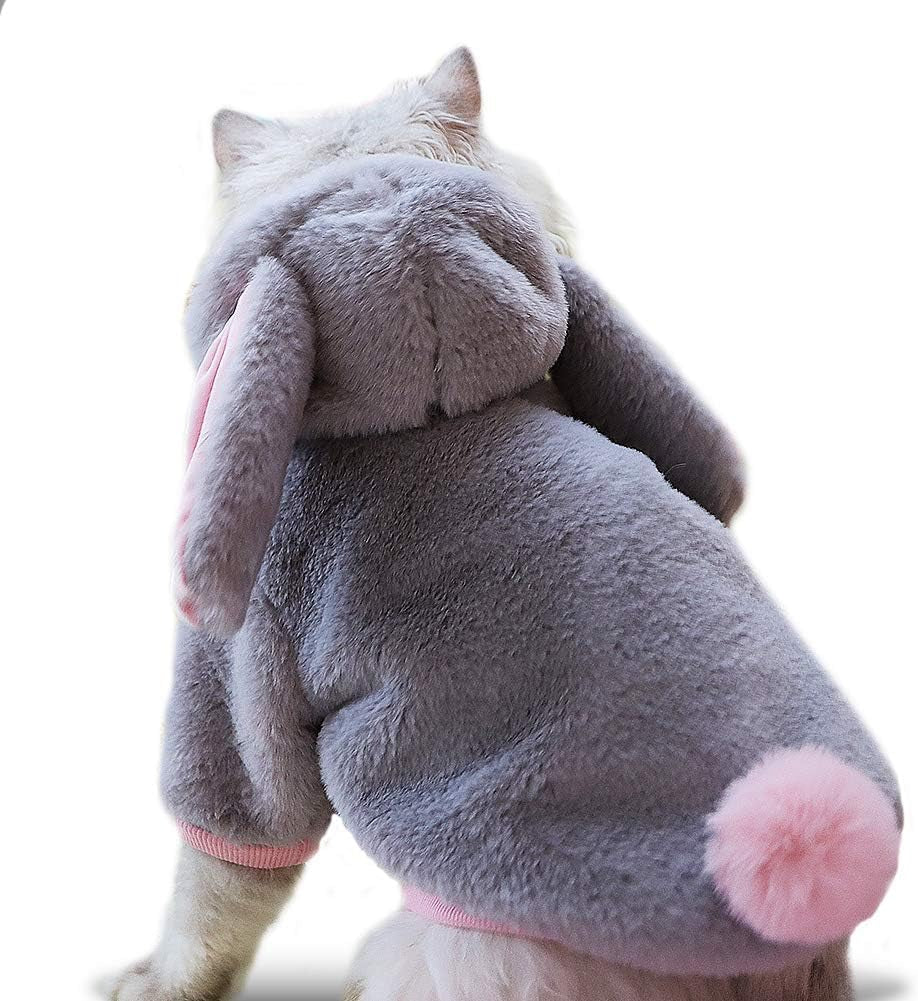 Dog Cat Costumes,Cute Dog Clothes,Cat Clothes,Pet Winter Warmly Costume Cosplay Cute Rabbit Style,Pink,Grey,Small