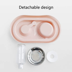 Double Dog Cat Bowls Water and Food Bowl Set，Detachable Stainless Steel Bowl Automatic Water Dispenser Bottle Pet Feeder for Small or Medium Size Dogs Cats Puppy Kitten Rabbit