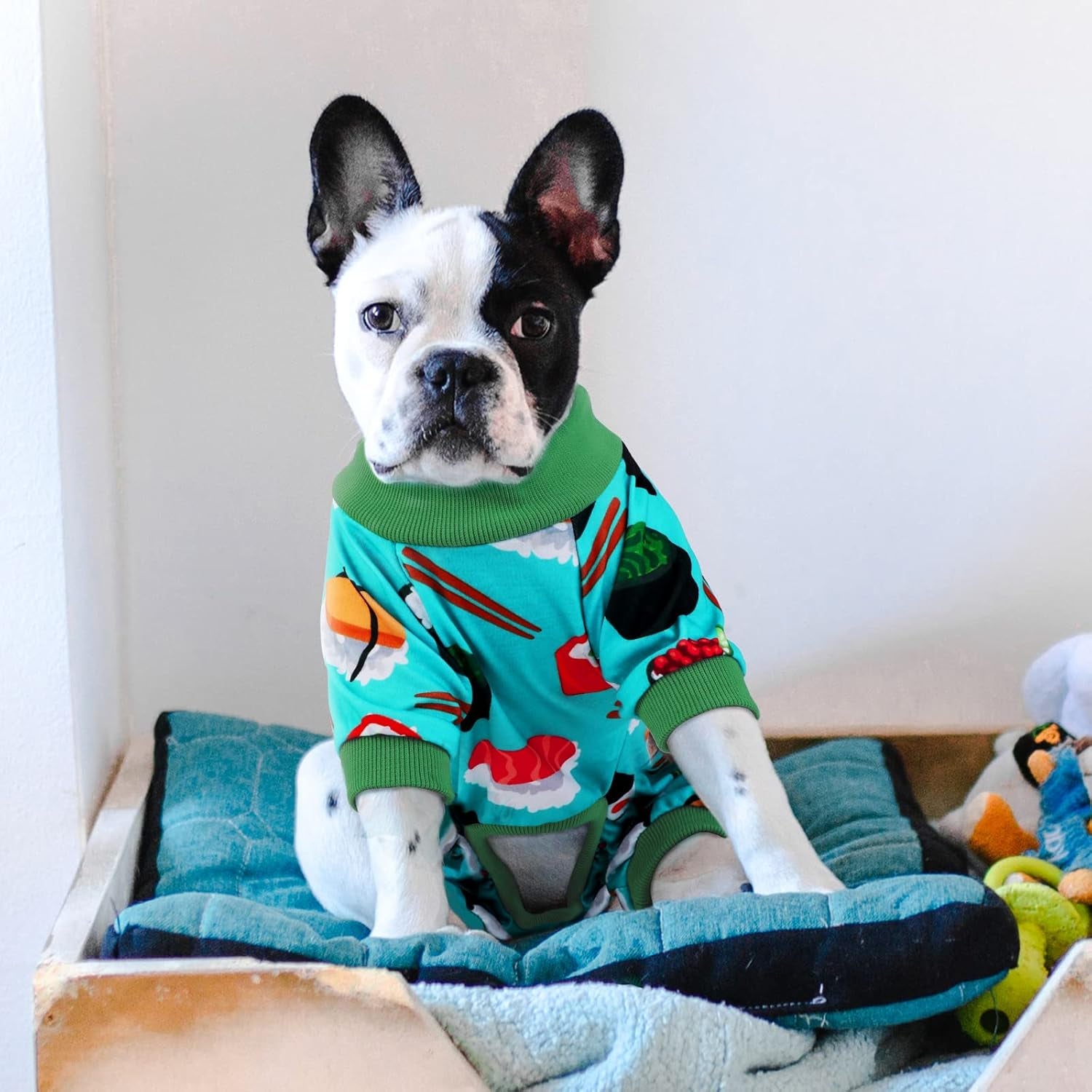 2 Pack Adorable Dog Pajamas Breathable Puppy Jumpsuit Soft Dog Clothes Fashionable Donut Sushi Pattern Dog Apparel Dog Pjs, Small