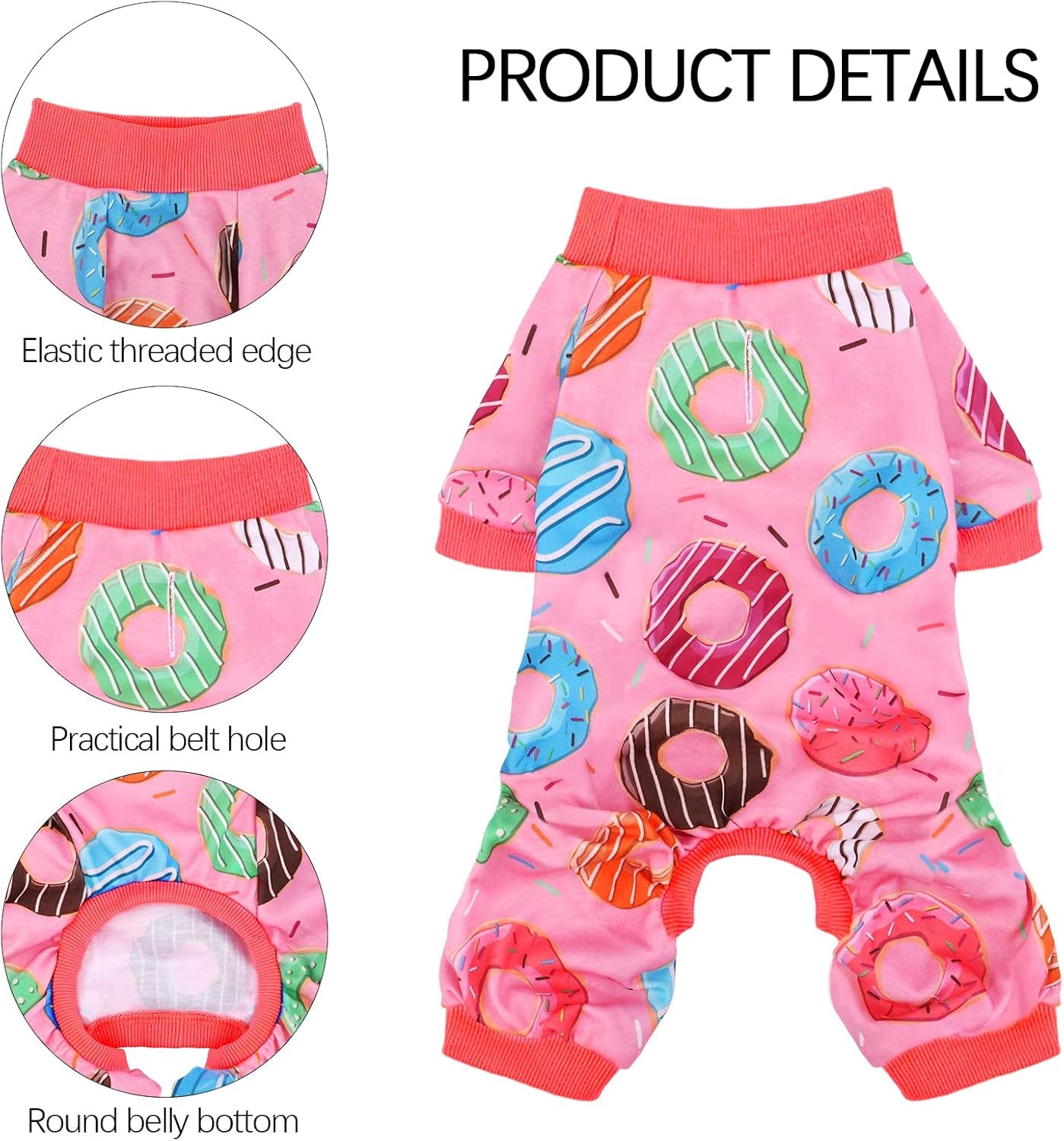2 Pack Adorable Dog Pajamas Breathable Puppy Jumpsuit Soft Dog Clothes Fashionable Donut Sushi Pattern Dog Apparel Dog Pjs, Small