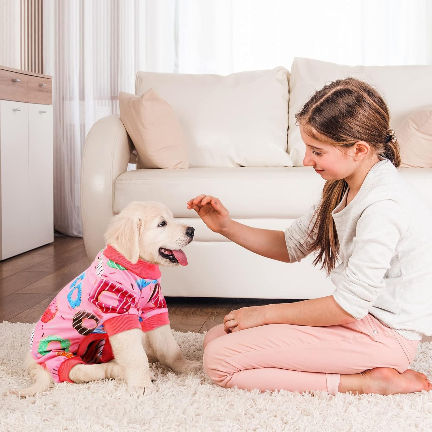 2 Pack Adorable Dog Pajamas Breathable Puppy Jumpsuit Soft Dog Clothes Fashionable Donut Sushi Pattern Dog Apparel Dog Pjs, Small