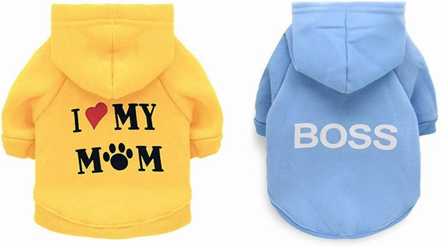 Dog Hoodie 2Pcs Pet Clothes Cat Dogs Sweatshirts Sweater Apparel Cute Printed Hooded Outfit Coat Jacket