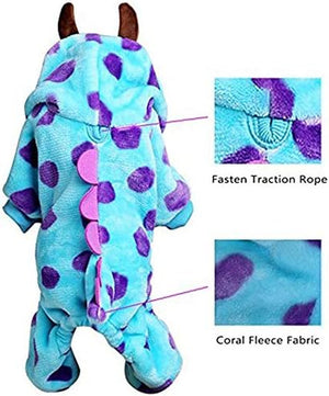 Blue Fashionable Pet Supplies Puzzle Bobble Style Pet Flannelette Winter Clothes with Hat Dog Costume Warm Casual Coat Hoodie for Dog (Size : XS)