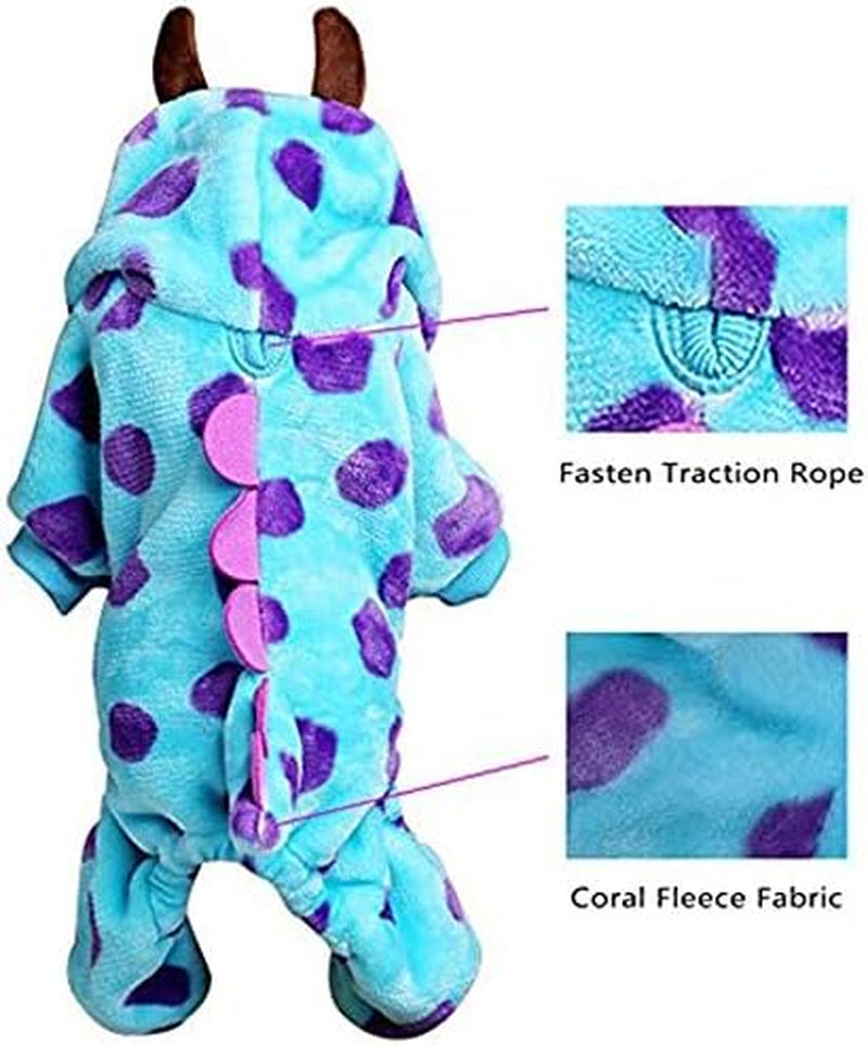 Blue Fashionable Pet Supplies Puzzle Bobble Style Pet Flannelette Winter Clothes with Hat Dog Costume Warm Casual Coat Hoodie for Dog (Size : XS)